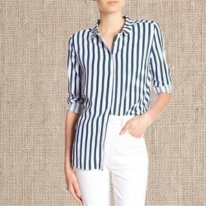 Blue stripe blouse button down